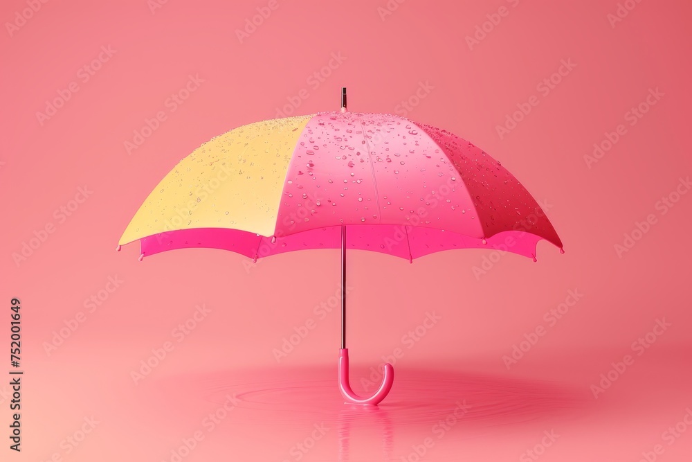 Raindrop and Umbrella in the concept of rainy weather and protection