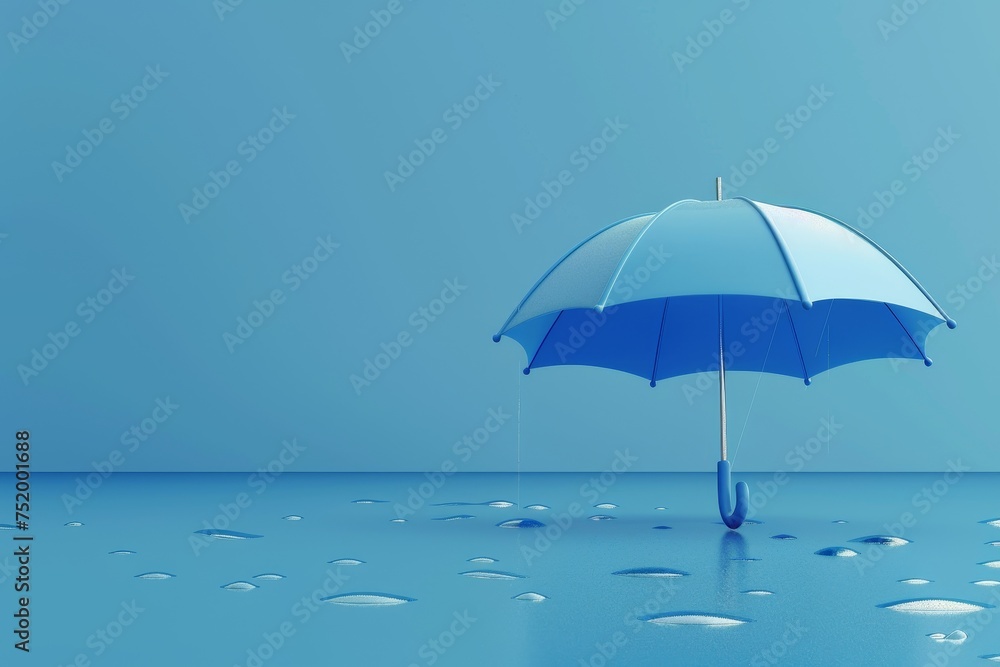Raindrop and Umbrella in the concept of rainy weather and protection