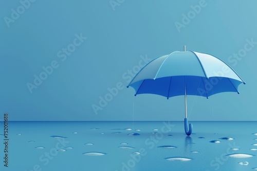 Raindrop and Umbrella in the concept of rainy weather and protection