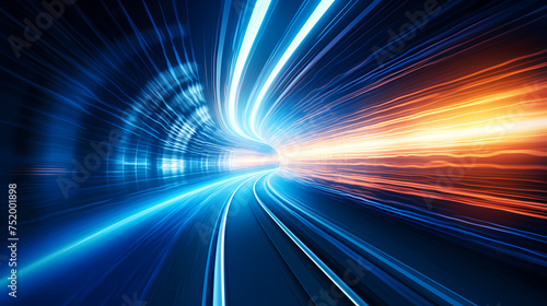 High-speed tunnel with dynamic light trails