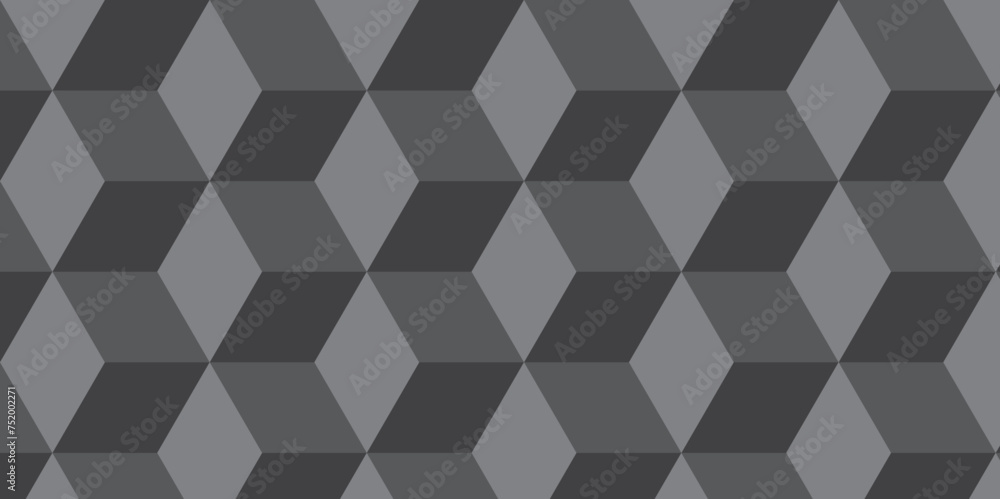 Obraz premium Seamless abstract black and gray stripe rectangles hexagon type cube geometric pattern. modern square diamond mosaic pattern. retro ornament grid tiles and wallpaper used for background.