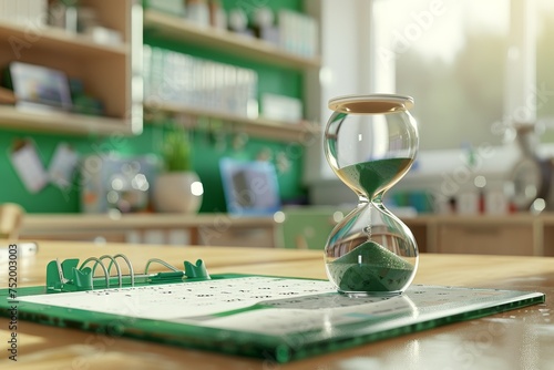 Hourglass and Calendar in the concept of time management or deadlines