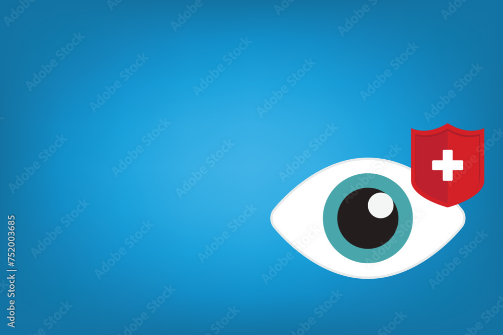 Eyesight protection. Vector illustration of human eye with guard shield ...
