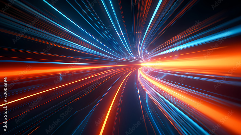 High-speed tunnel with dynamic light trails High-speed tunnel with dynamic light trails
