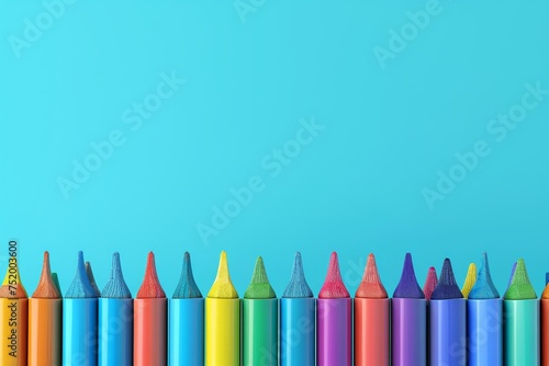 Crayons and Coloring Book in the concept of children art creation