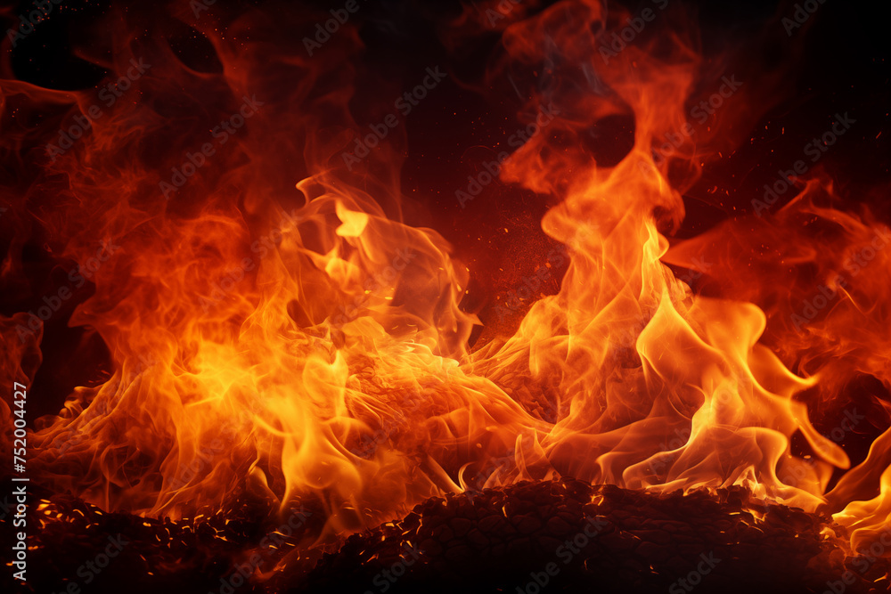 Fire flames on black background. Blaze fire flame background and textured Fire flames on black background. Blaze fire flame background and textured