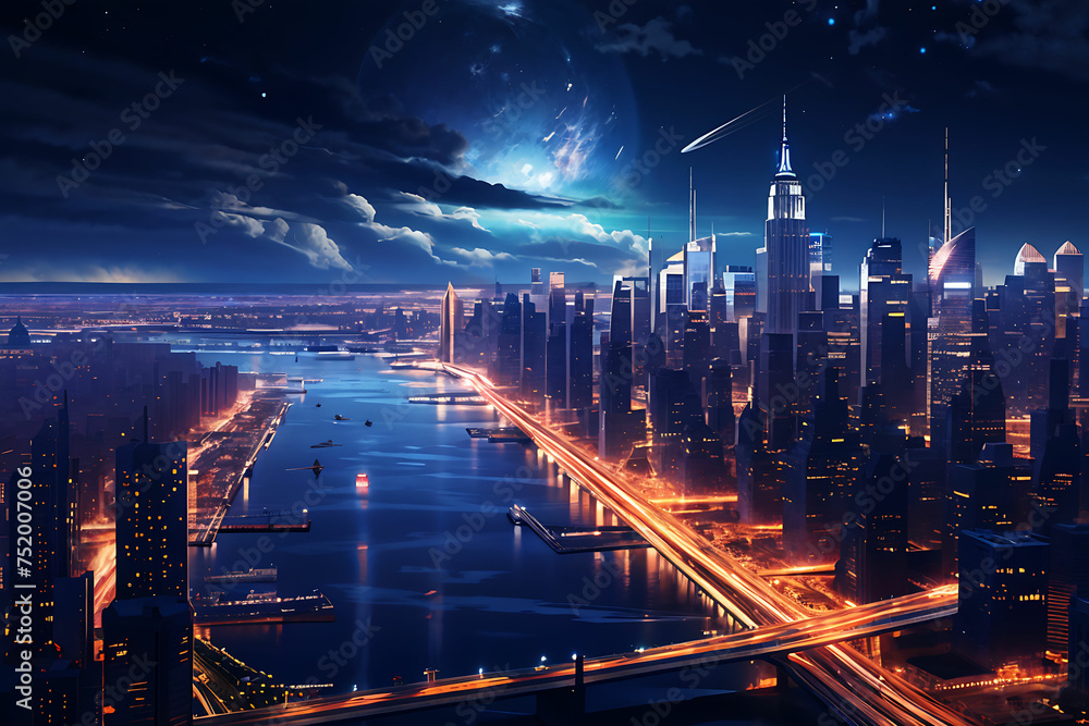 city at night. Generative AI