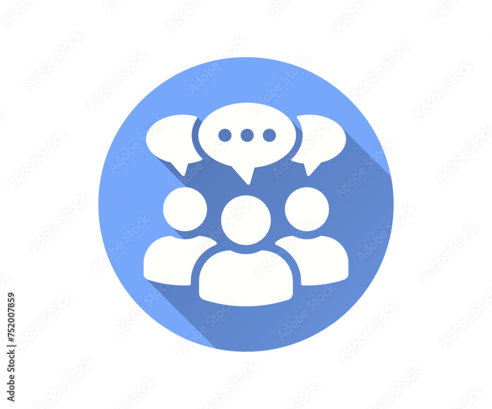 Discussion flat icon with long shadow for graphic and web design. Discussion flat icon with long shadow for graphic and web design.