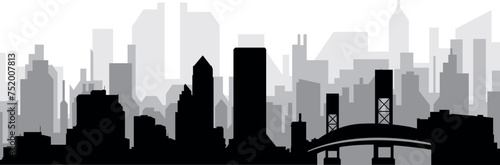 Black cityscape skyline panorama with gray misty city buildings background of the JACKSONVILLE, UNITED STATES OF AMERICA