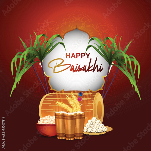 Happy baisakhi indian sikh festival greeting card