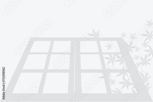 shadow of window and plant with leaves on white color wall background. Used for backgrounds, cardboards, tropic concepts, autumn for product presentation podium and mockup. Editable. EPS 10