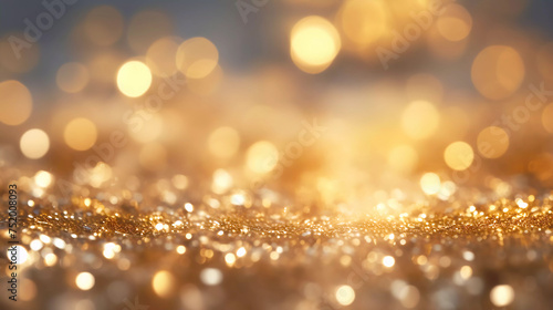 golden Christmas particles and sprinkles, holiday, celebration, christmas or new year. shiny golden lights. wallpaper background for ads or gifts wrap and web design