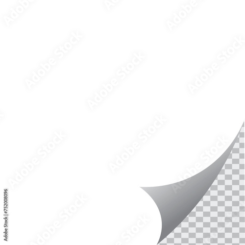 Realistic curled paper corners set. Mockup pages edge curl and bent paper
