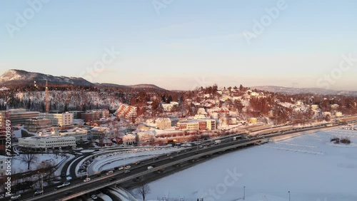 Aerial View Of Suburban Landscape Of Baerum Town In Greater Oslo Region In Akershus County, Norway. photo