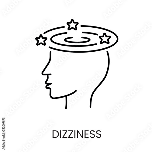 Diabetes symptom dizziness line vector icon with editable stroke