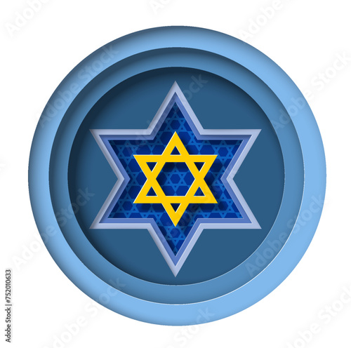 Judaism religion David star symbol papercut vector illustration