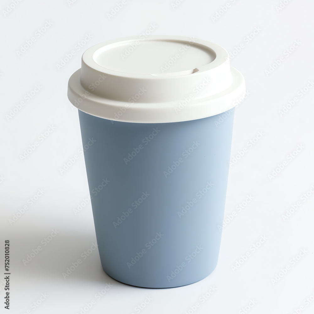 Elegant Blue Coffee Cup with White Lid Elegant Blue Coffee Cup with White Lid