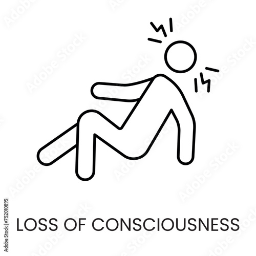 Diabetes symptom loss of consciousness line vector icon with editable stroke