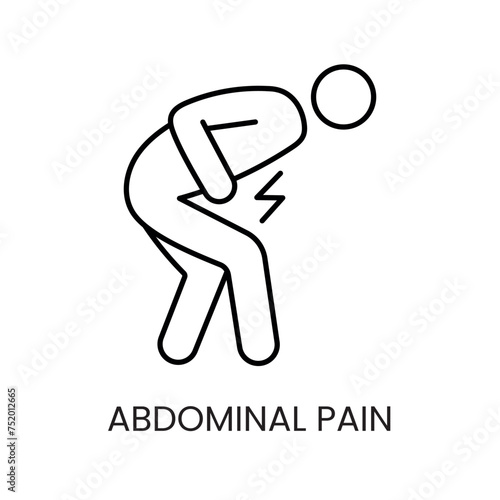 Diabetes symptom abdominal pain, stomach line icon vector with editable stroke