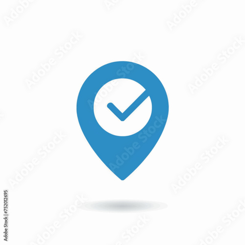 Check mark icon. Map pointer with check mark sign. Vector illustration