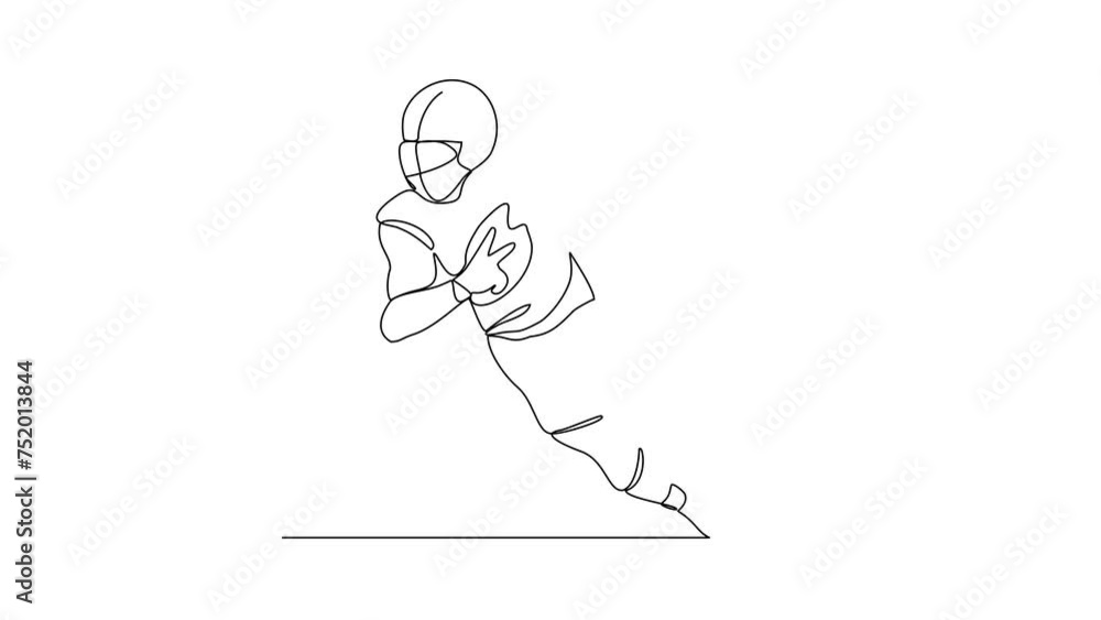Animated self drawing of an American football player who is competing on the field video illustration. Sports design illustration simple linear style video concept. American football design video. Animated self drawing of an American football player who is competing on the field video illustration. Sports design illustration simple linear style video concept. American football design video.