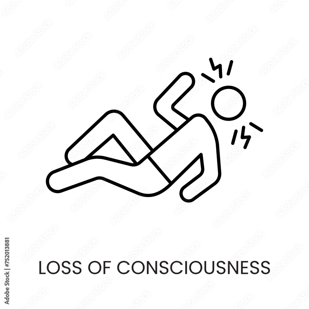 Diabetes symptom loss of consciousness line vector icon with editable stroke Diabetes symptom loss of consciousness line vector icon with editable stroke