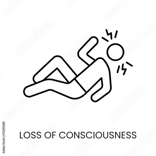 Diabetes symptom loss of consciousness line vector icon with editable stroke