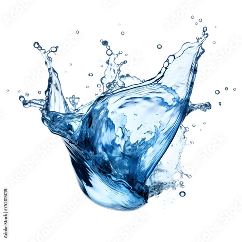 Blue water splashing alone isolated on white background 