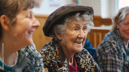 Playful Elderly Women Smiling Together, To convey a sense of community, joy, and connection between older adults