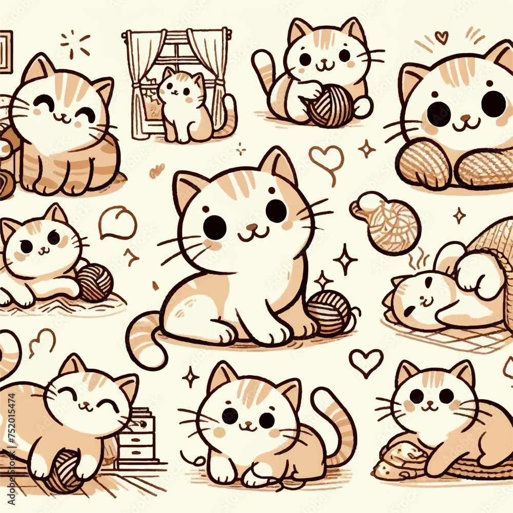 Obraz premium set of funny cat animals