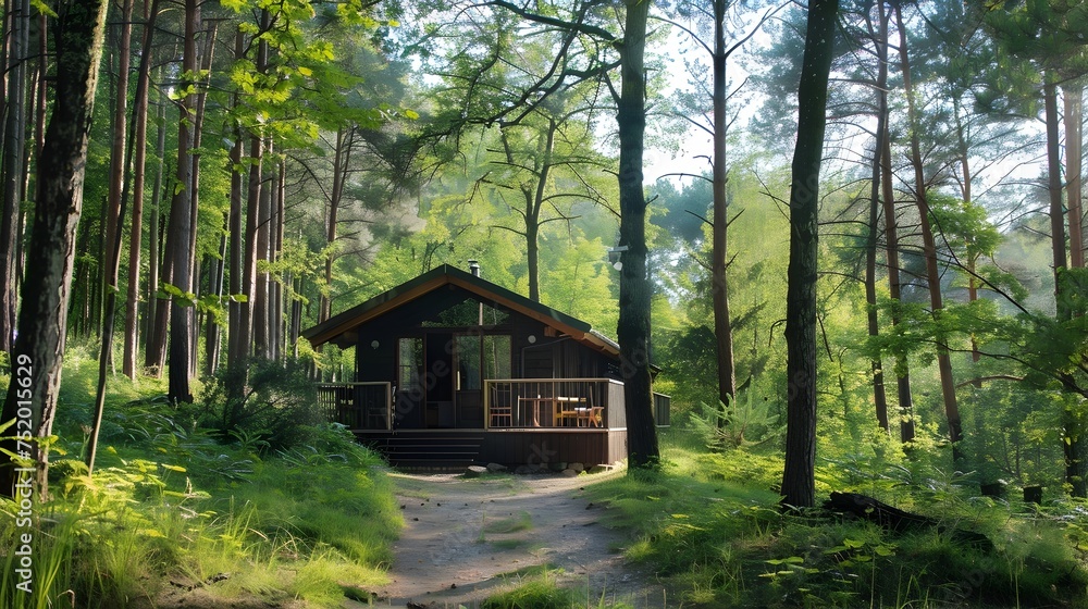 Cozy Cabin in the Welsh Woodlands, To provide a stunning and atmospheric representation of a cozy cabin in the woodland of Wales, perfect for use as Cozy Cabin in the Welsh Woodlands, To provide a stunning and atmospheric representation of a cozy cabin in the woodland of Wales, perfect for use as