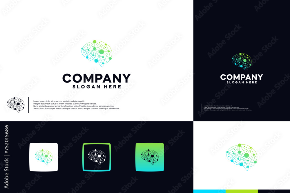 brain connection , digital technology, design vector template. brain connection , digital technology, design vector template.