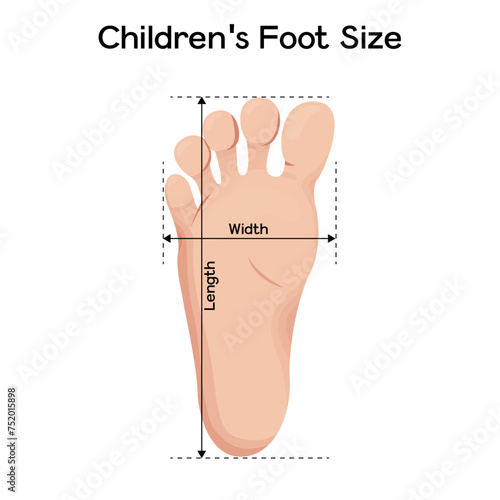 Foot size measurements for children vector illustration design.