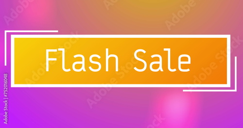 Image of text flash sale on orange banner, on pulsating pink, orange and red background