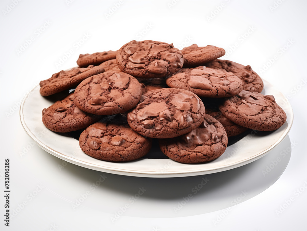 Chocolate cookies are a mixture of chocolate powder and wheat flour. Add chocolate chips and form into flat rounds and bake. It is a snack while drinking tea or coffee.