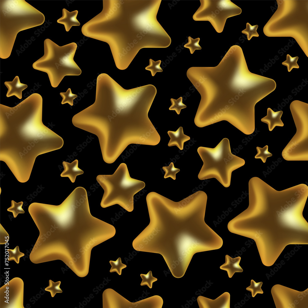 Golden 3d stars on black background vector illustration design.