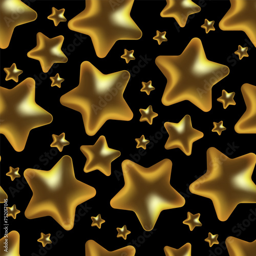 Golden 3d stars on black background vector illustration design.