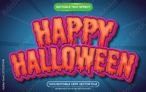 Happy halloween editable text effect cartoon style