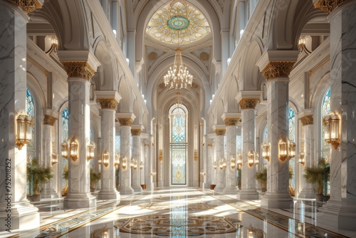 A palatial prayer hall within a luxurious mosque