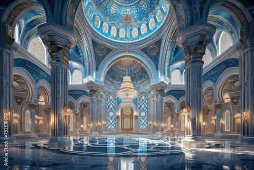 Ethereal dome and mihrab within a celestial mosque photo