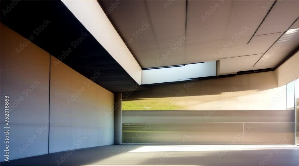 Empty corridor in an office building with natural light, showcasing modern architecture and urban design Empty corridor in an office building with natural light, showcasing modern architecture and urban design