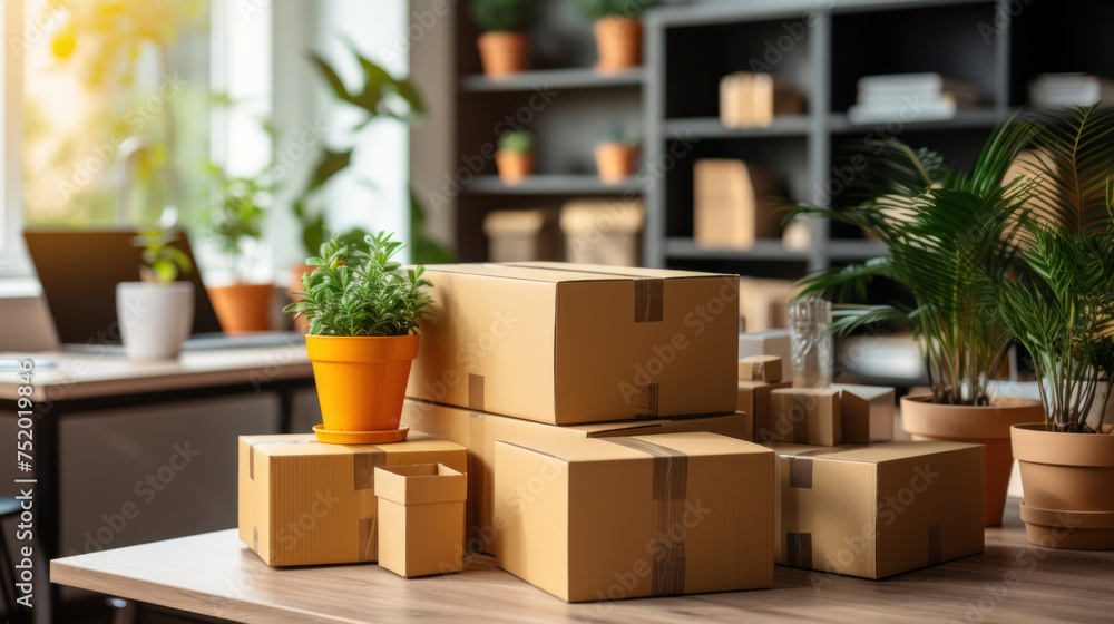 A smiling young man mover worker in uniform holding a cardboard box and looking cheerful at camera standing in empty new apartment. Move, relocation and moving service concept. A smiling young man mover worker in uniform holding a cardboard box and looking cheerful at camera standing in empty new apartment. Move, relocation and moving service concept.