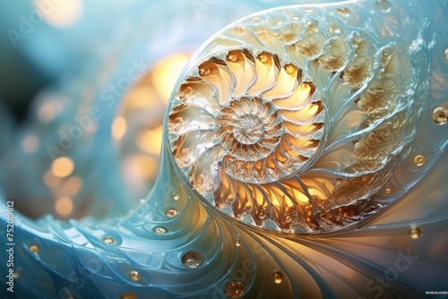 Abstract fractal. Fractal art background Nautilus shell for creative design. Decoration for wallpaper  closeup of a nautilus shell  Ai generated