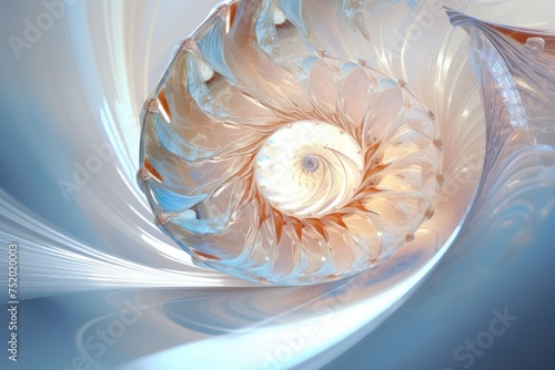 Abstract fractal. Fractal art background Nautilus shell for creative design. Decoration for wallpaper, closeup of a nautilus shell, Ai generated photo