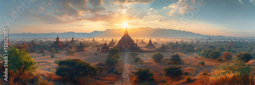 Ancient pagoda in Bagan, Mandalay, Myanmar at the Bagan pagoda landscape.
