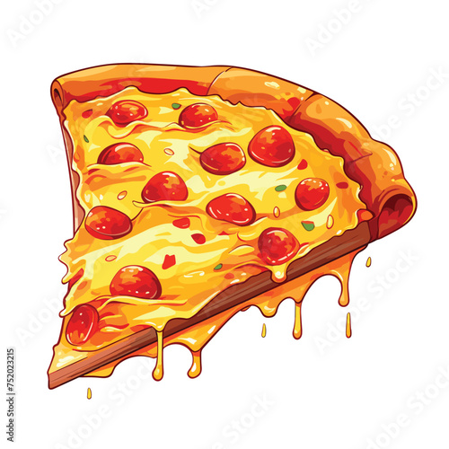 Vector cute pizza slice melted with thumbs up cartoon vector icon illustration isolated on background