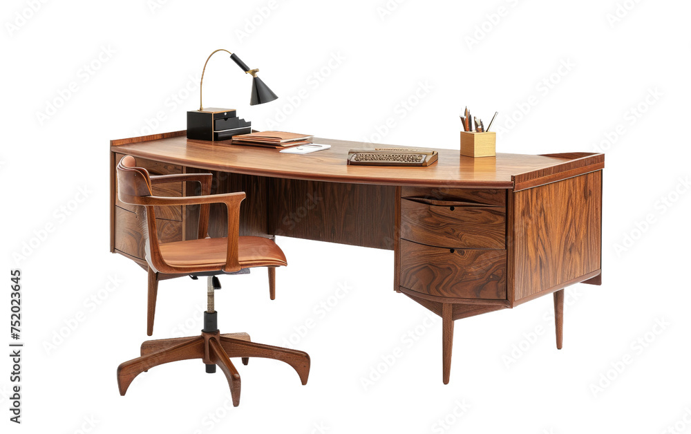 Executive Desk with a Mid-century Modern Twist isolated on transparent Background