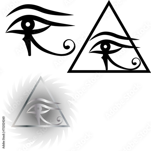 eye of the pharaoh. esoteric symbol. eye of Horus.  left wedjat eye or udjat eye