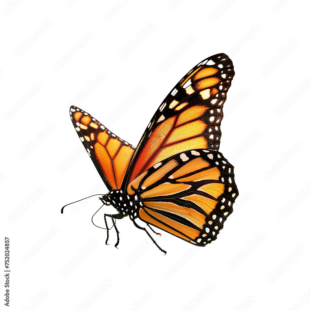 Naklejka premium a side view of a very beautiful butterfly on a white background PNG