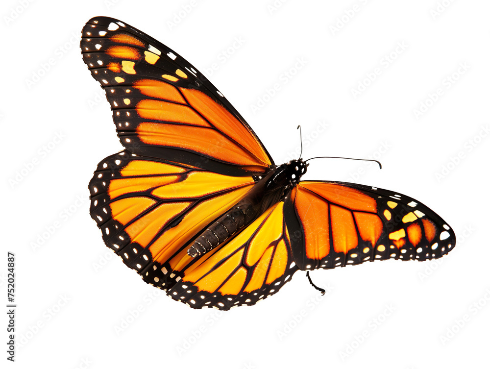 Fototapeta premium a side view of a very beautiful butterfly on a white background PNG